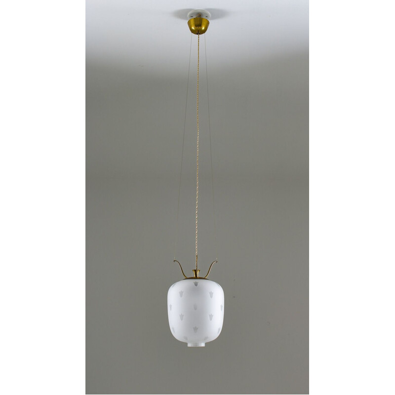 Vintage scandinavian Pendants in brass and glass 1940