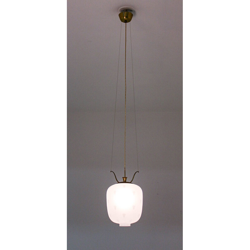 Vintage scandinavian Pendants in brass and glass 1940