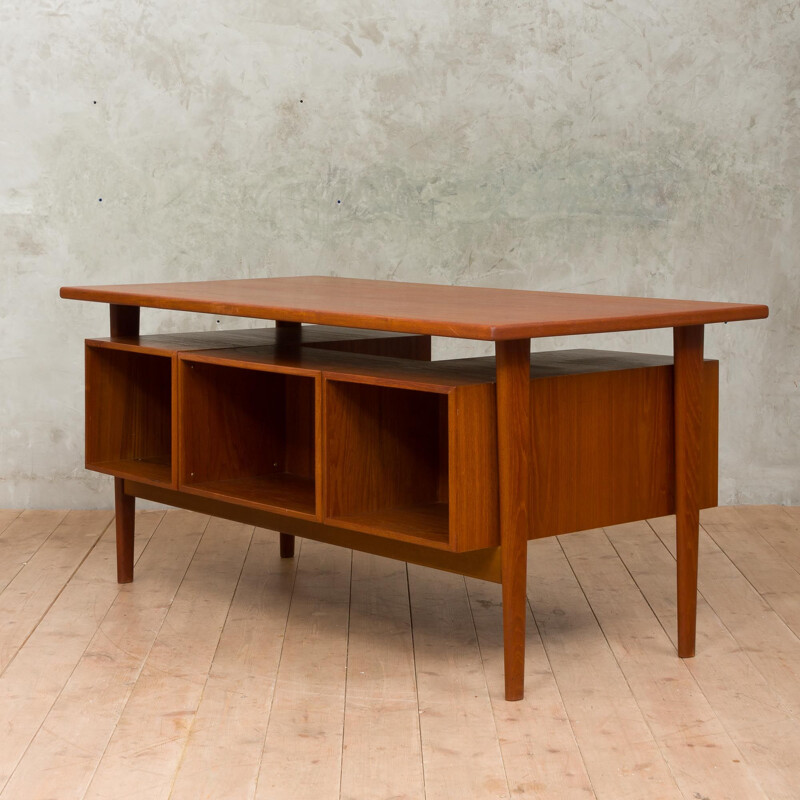 Vintage standing teak desk by Kai Kristiansen 1960