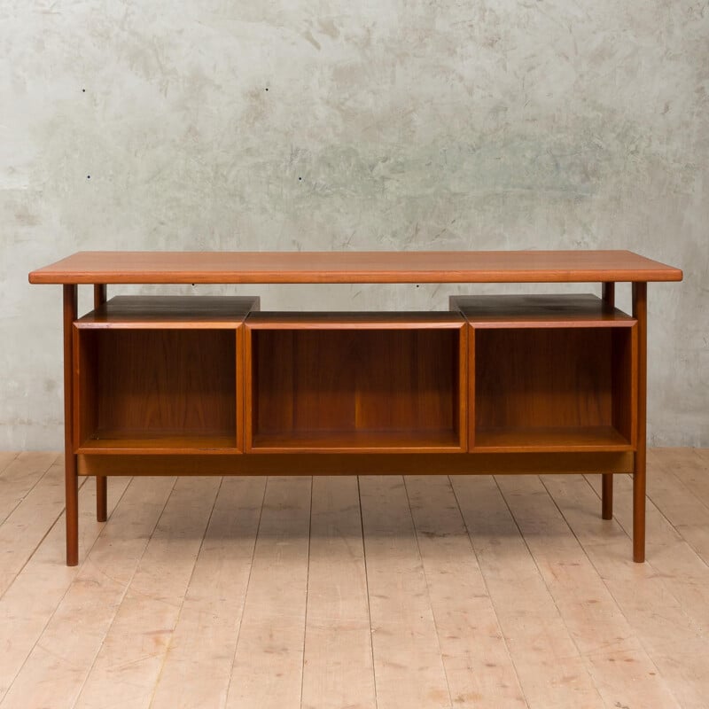 Vintage standing teak desk by Kai Kristiansen 1960