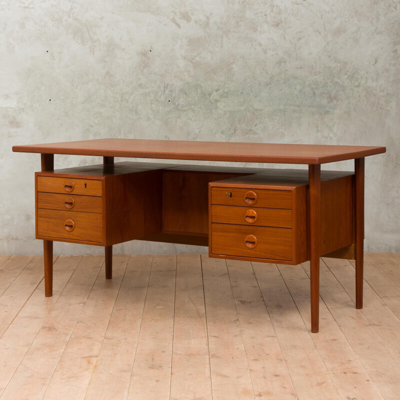 Vintage standing teak desk by Kai Kristiansen 1960