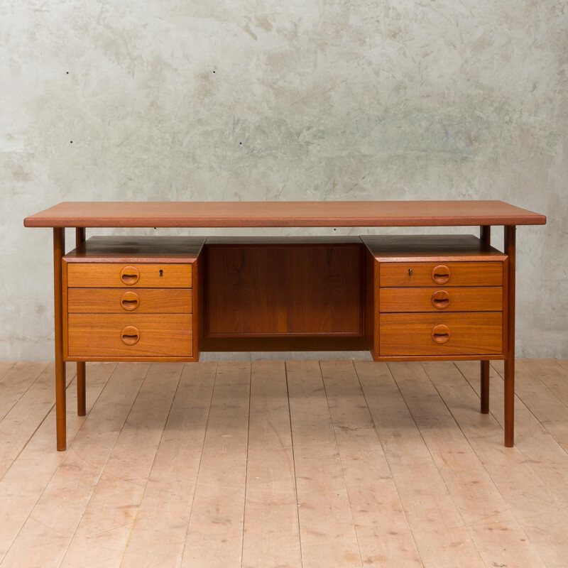 Vintage standing teak desk by Kai Kristiansen 1960