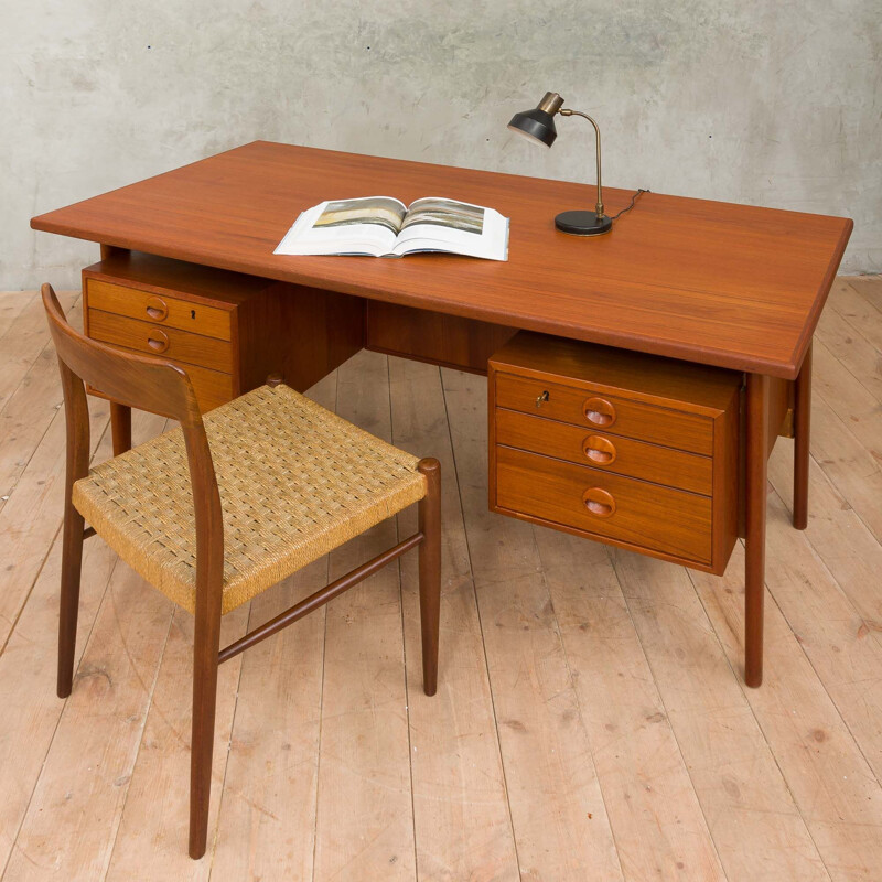 Vintage standing teak desk by Kai Kristiansen 1960