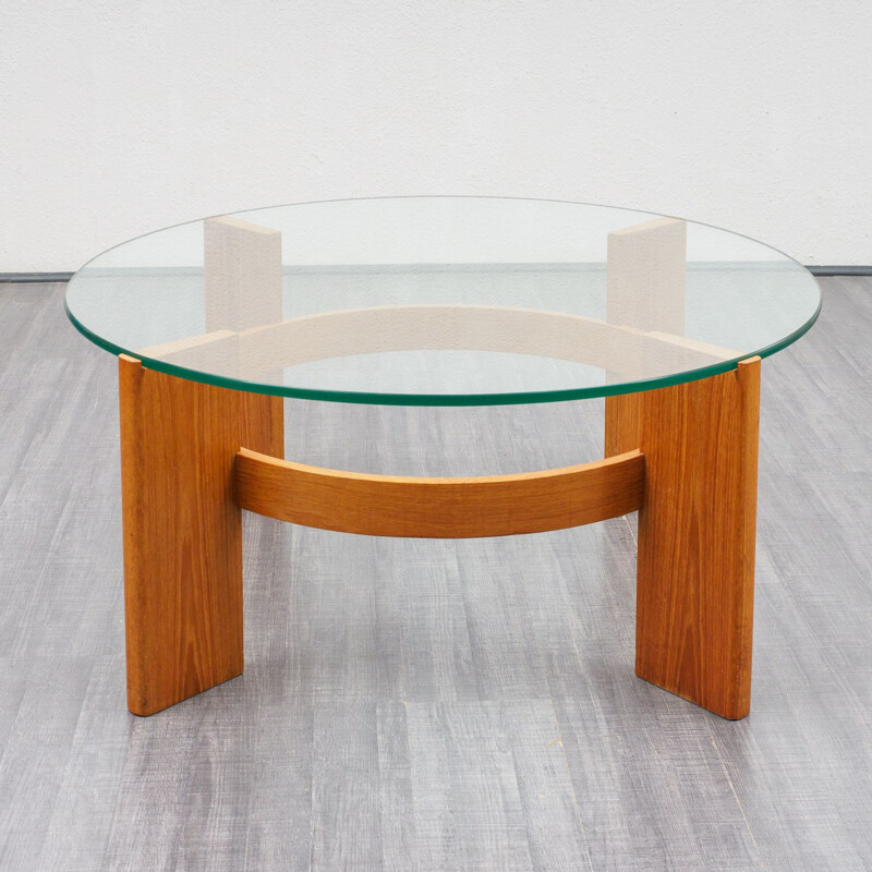 Vintage teak & glass coffee table 1970