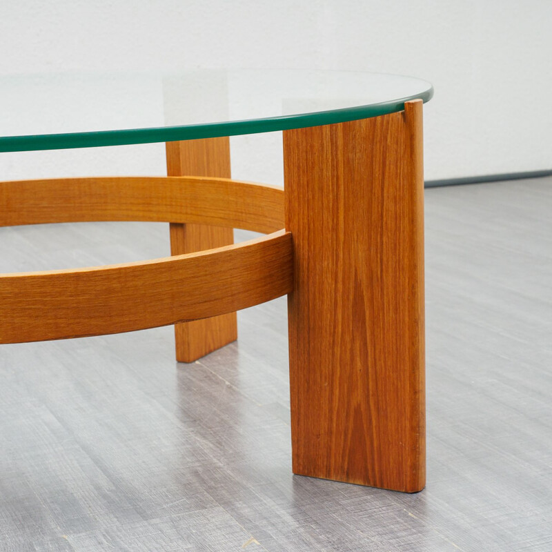 Vintage teak & glass coffee table 1970