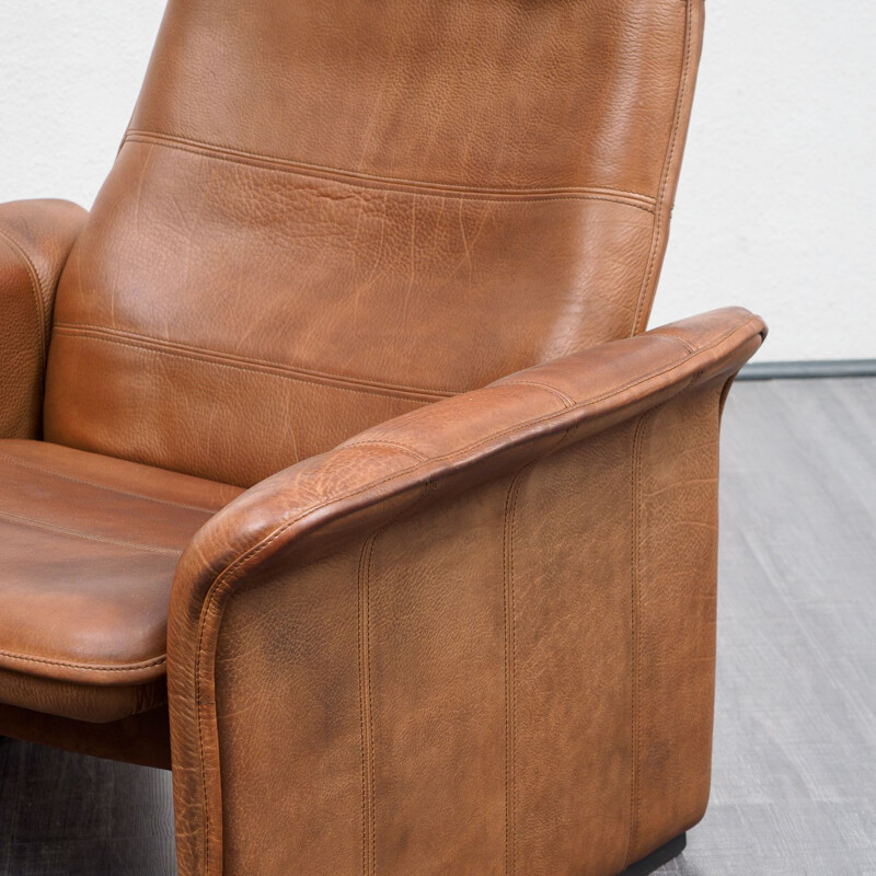 Vintage leather lounge chair with foot stool, De Sede, model DS 50 1970