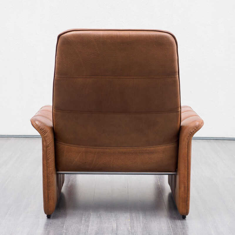 Chaise longue en cuir vintage avec tabouret, De Sede, modèle DS 50 1970