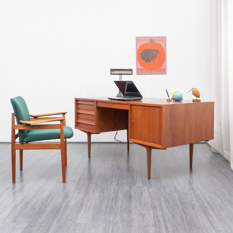 Vinatge teak desk, restored, Lothar Wegner, Platon series 1960