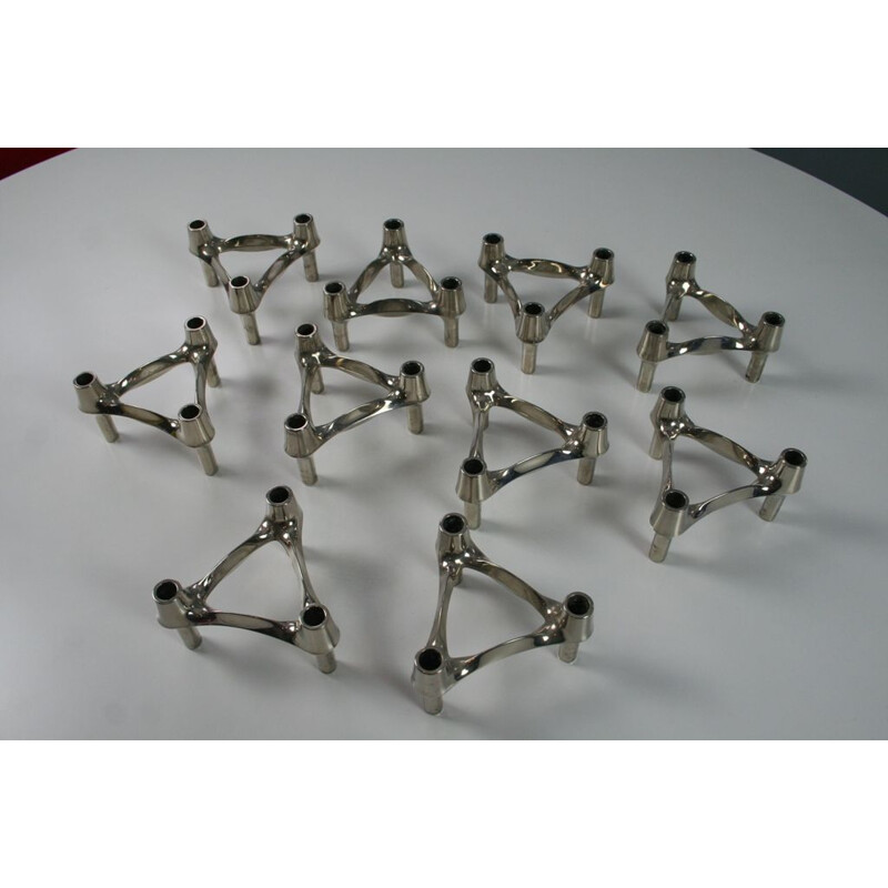 Set of 10 vintage candlesticks modular BMF NAGEL 1970