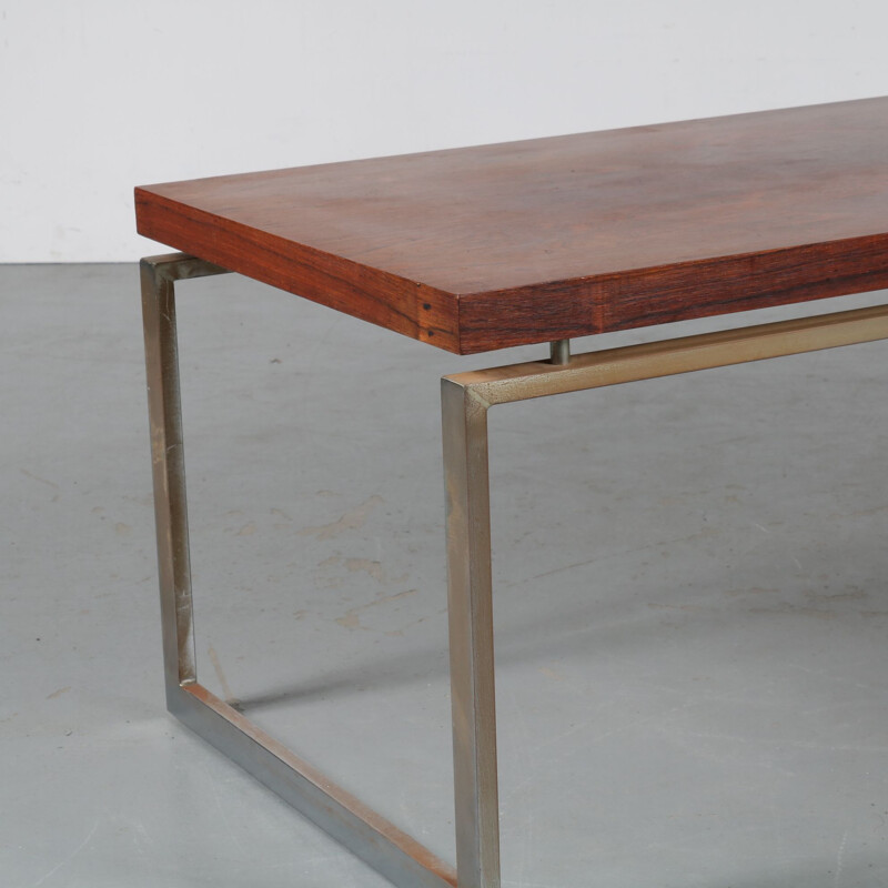 Vintage rectangular rosewood coffee table Netherlands 1960