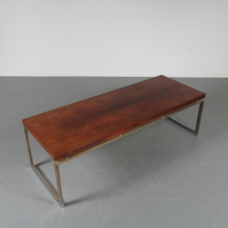 Vintage rectangular rosewood coffee table Netherlands 1960