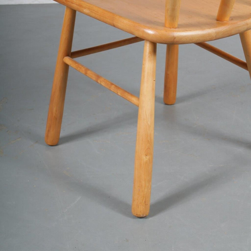 Set of 4 vintage Beech dining chairs, Sweden 1960