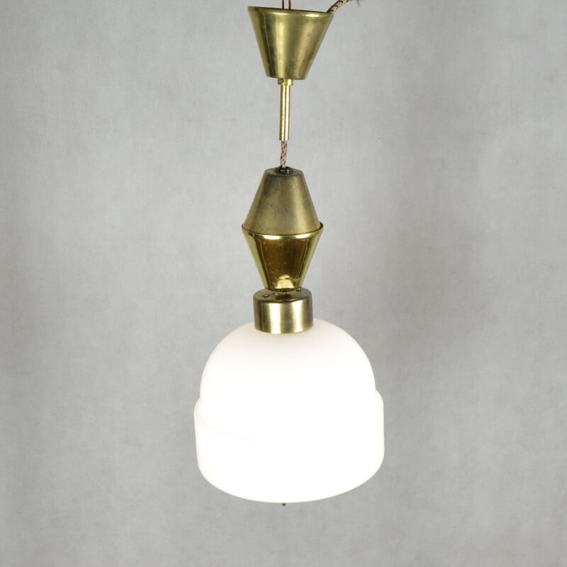 Vintage hanging lamp with height adjustment Kamenický Šenov Czechoslovakia, 1950