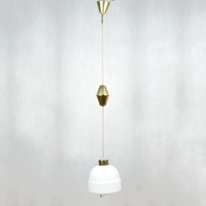 Vintage hanging lamp with height adjustment Kamenický Šenov Czechoslovakia, 1950