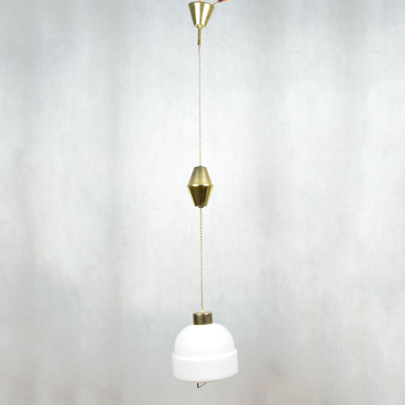 Vintage hanging lamp with height adjustment Kamenický Šenov Czechoslovakia, 1950