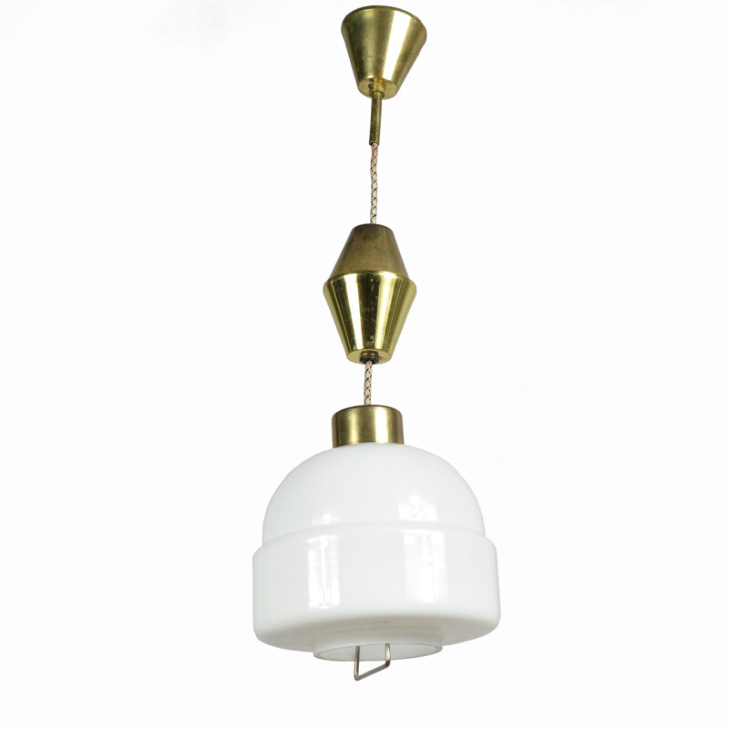 Vintage hanging lamp with height adjustment Kamenický Šenov Czechoslovakia, 1950