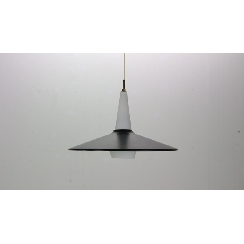 Suspension en métal et verre vintage par Louis Kalff pour Philips, 1960