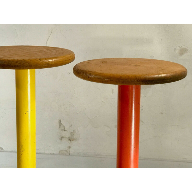 Set of 5 high vintage stools Circa 1950