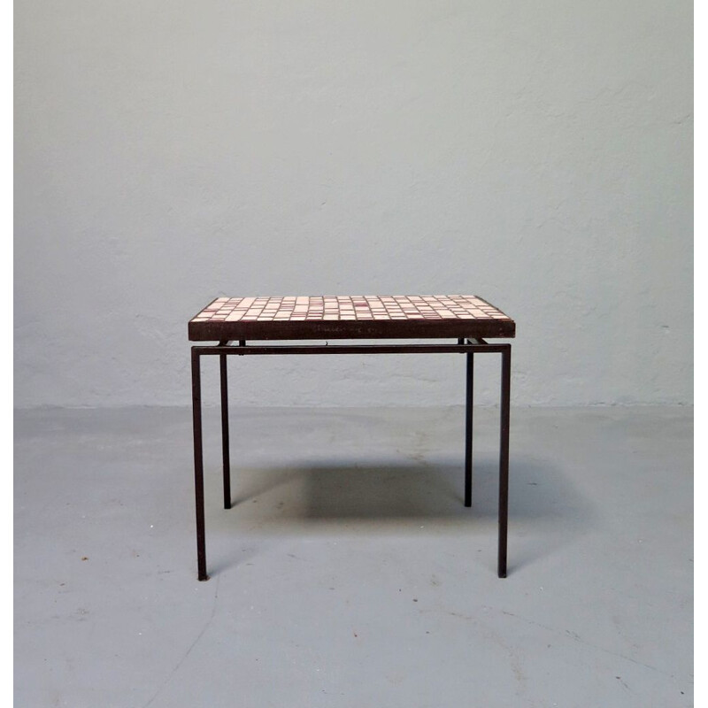 Vintage ceramic coffee table and metal base 1950