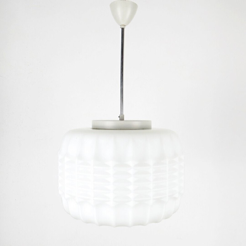 Vintage white hanging lamp, Czechoslovakia, 1970