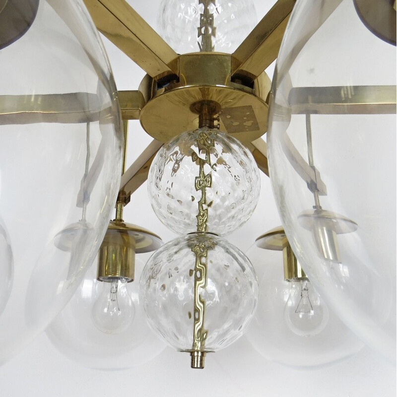 Vintage 6-globe chandelier by Kamenicky Šenov, 1970