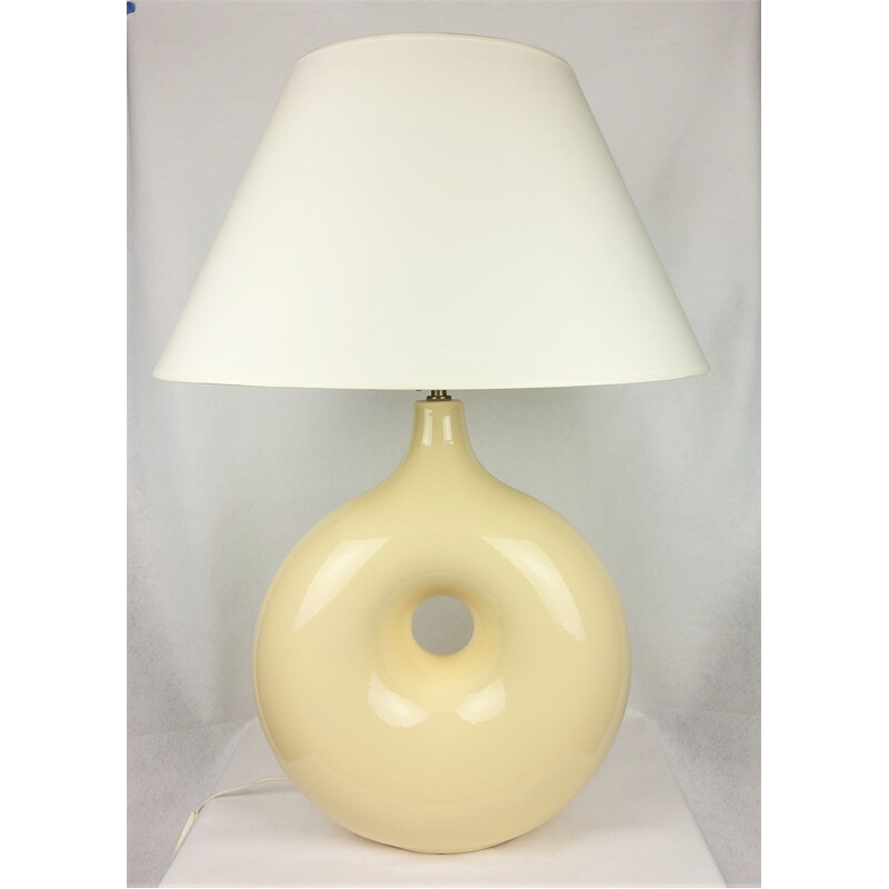 Vintage Charolles lamp in pastel yellow ceramic, 1980