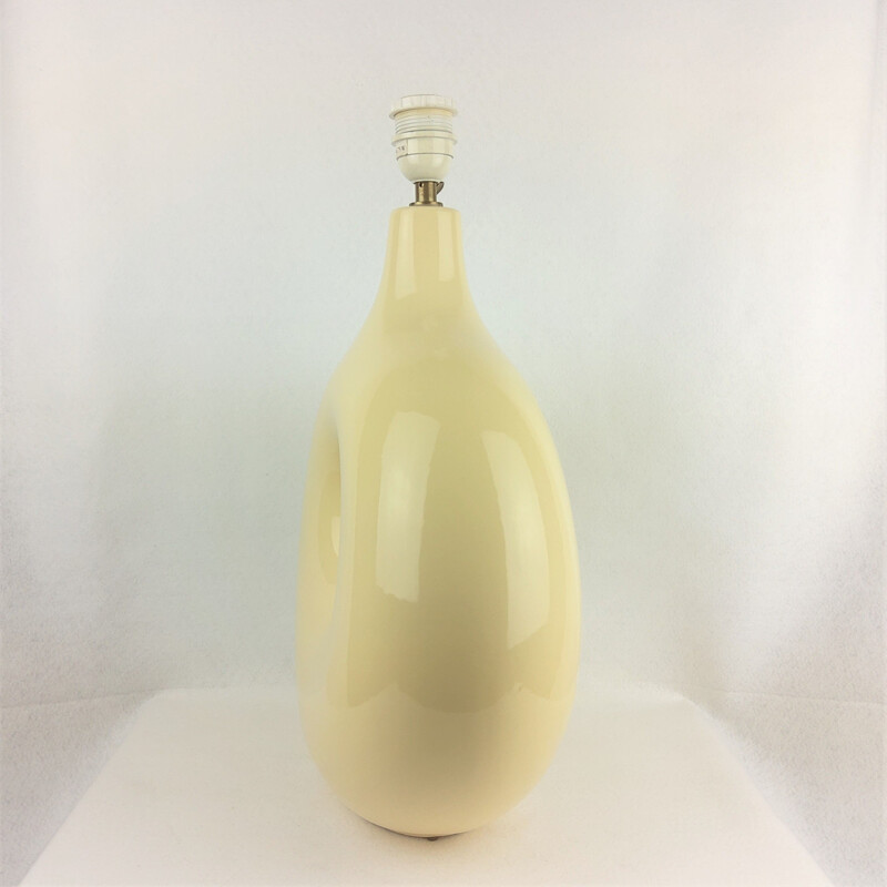 Vintage Charolles lamp in pastel yellow ceramic, 1980