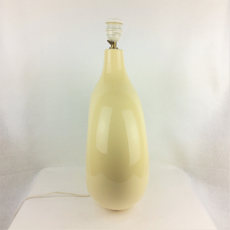 Vintage Charolles lamp in pastel yellow ceramic, 1980