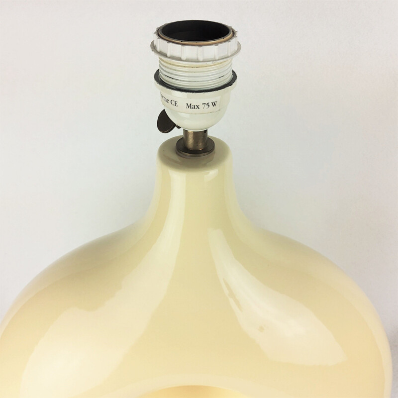 Vintage Charolles lamp in pastel yellow ceramic, 1980