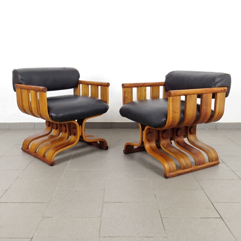 Pair of armchairs from Hotel Intercontinental by Dřevopodnik Holesov, 1970