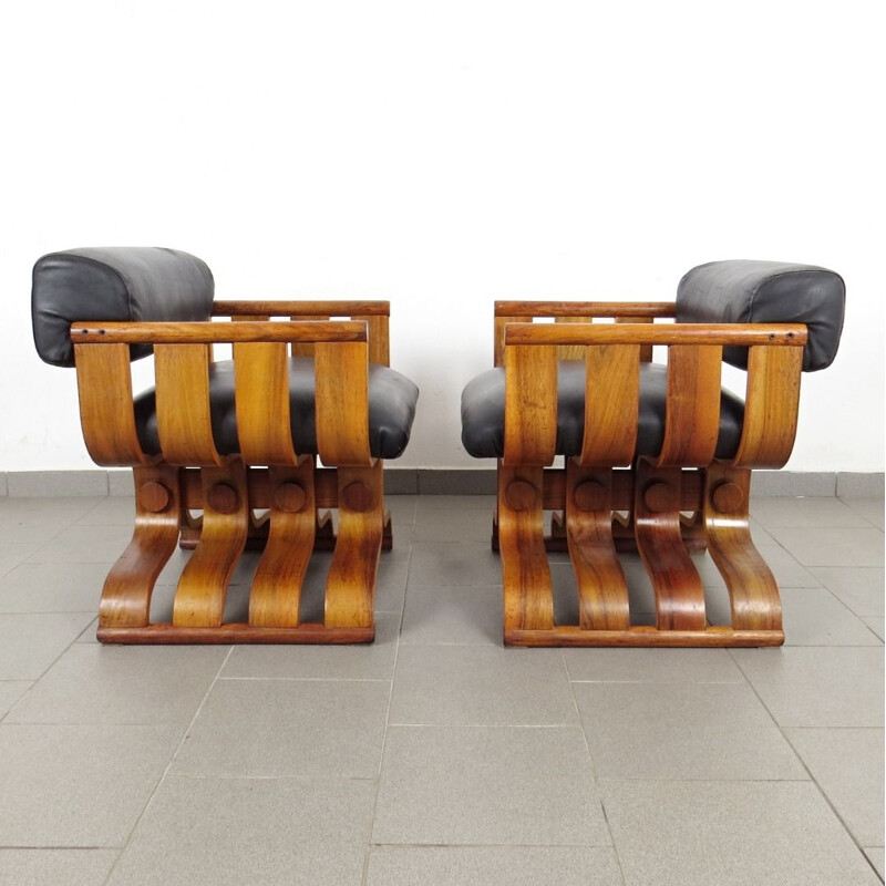 Pair of armchairs from Hotel Intercontinental by Dřevopodnik Holesov, 1970