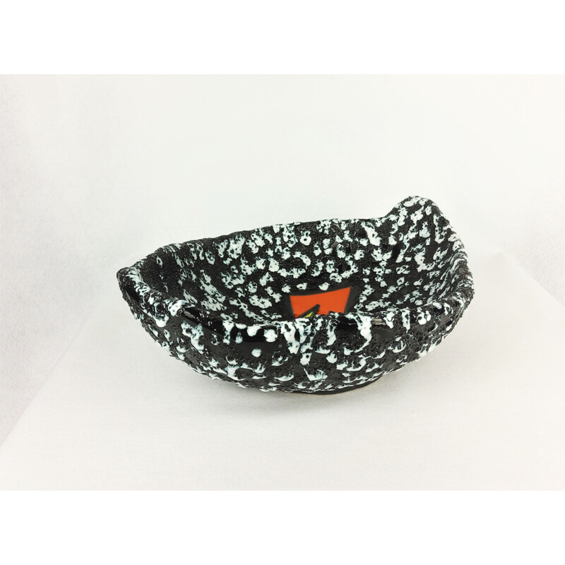 Vintage black and white ceramic bowl by Vallauris, 1950