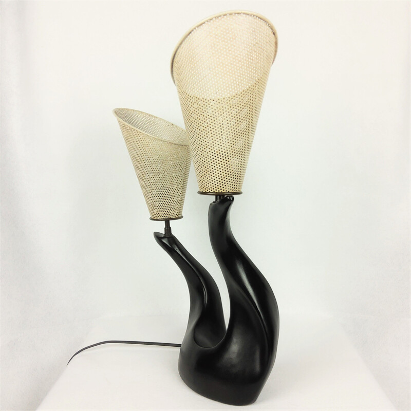 Vintage zwarte keramische lamp, 1950