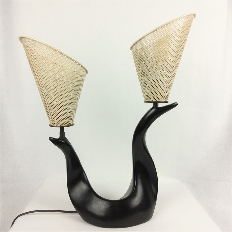 Vintage zwarte keramische lamp, 1950