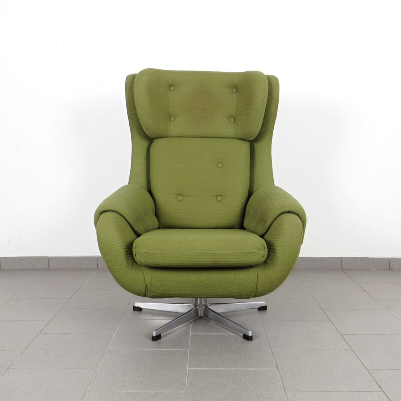 Pair of vintage green armchairs by UP závody, 1970