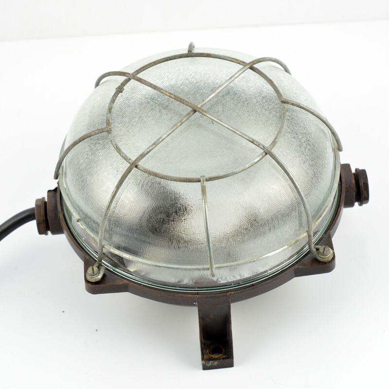 Vintage ebonite wall lamp IP54 in industrial style, Czechoslovakia, 1950s