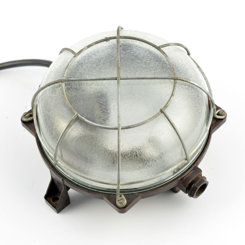 Vintage ebonite wall lamp IP54 in industrial style, Czechoslovakia, 1950s