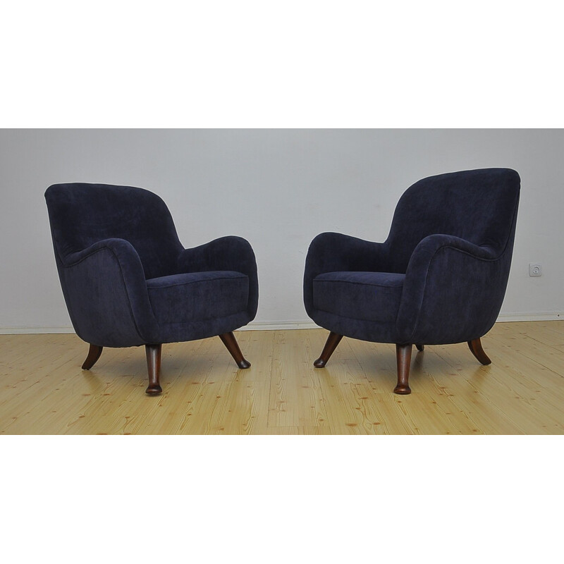 Pair of vintage Scandinavian armchairs by Berga Möbler, 1940s