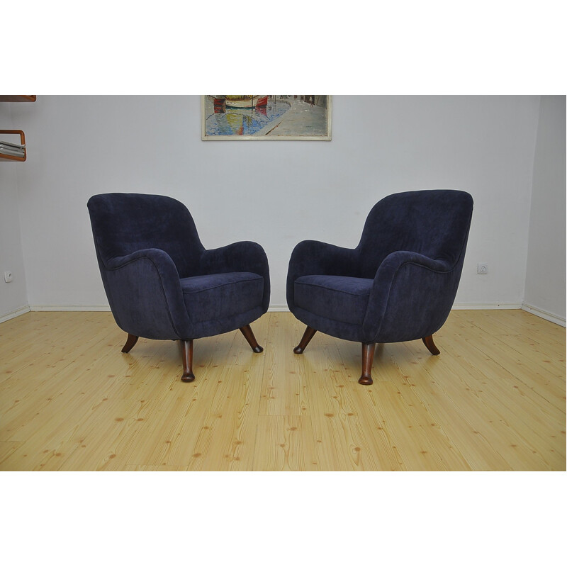 Pair of vintage Scandinavian armchairs by Berga Möbler, 1940s