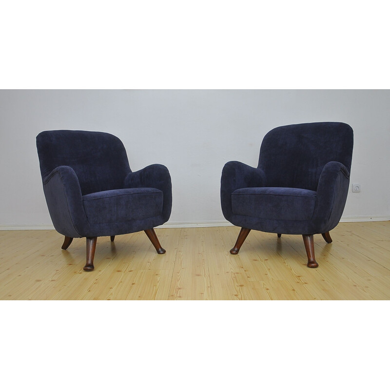 Pair of vintage Scandinavian armchairs by Berga Möbler, 1940s
