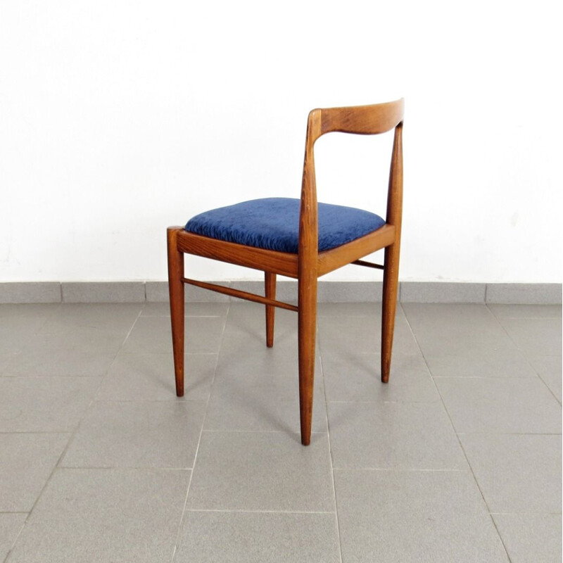 Ensemble de 4 chaises vintage bleues par Drevotvar Jablonne nad Orlici, 1970