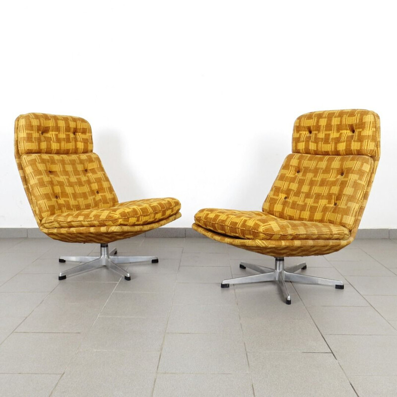 Pair of vintage yellow armchairs by Gerald Neusser, 1970