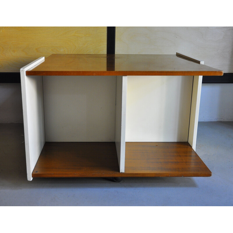 Vintage coffee table with drawers and wheels, 1970