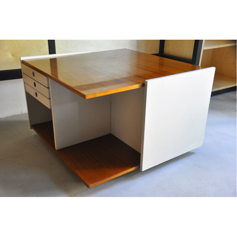 Vintage coffee table with drawers and wheels, 1970