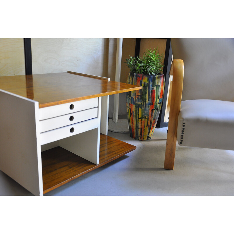 Vintage coffee table with drawers and wheels, 1970