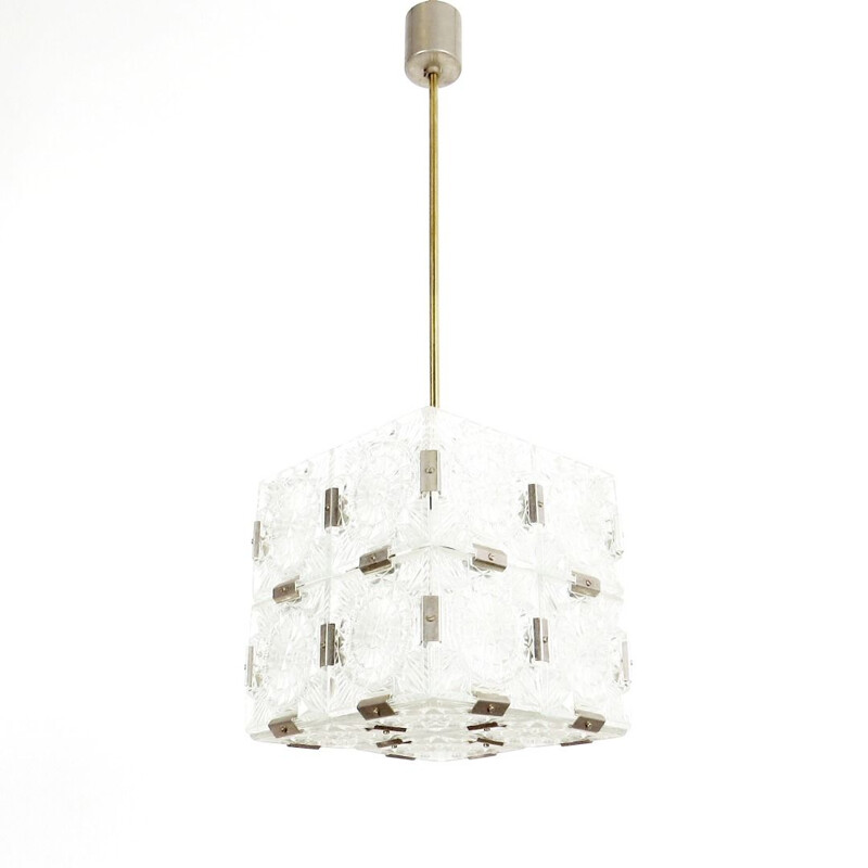 Vintage glass hanging lamp by Kamenicky Senov, Czechoslovakia, 1970