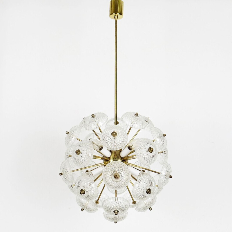 Vintage glass chandelier by Kamenicky Senov, Czechoslovakia, 1970