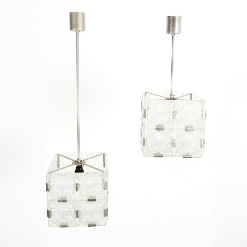 Pair of vintage pendant lights by Kamenicky Senov, 1970s