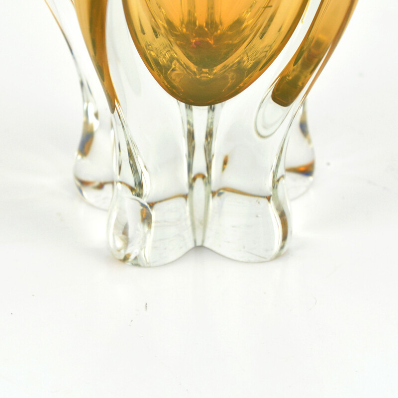 Grand vase en verre vintage par J. Hospodka Chribska Sklarna, Tchécoslovaquie, 1960