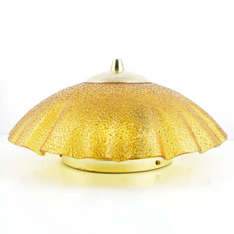 Glass vintage ceiling light type 4112, VEB NARVA Leuchten, Germany, 1970s